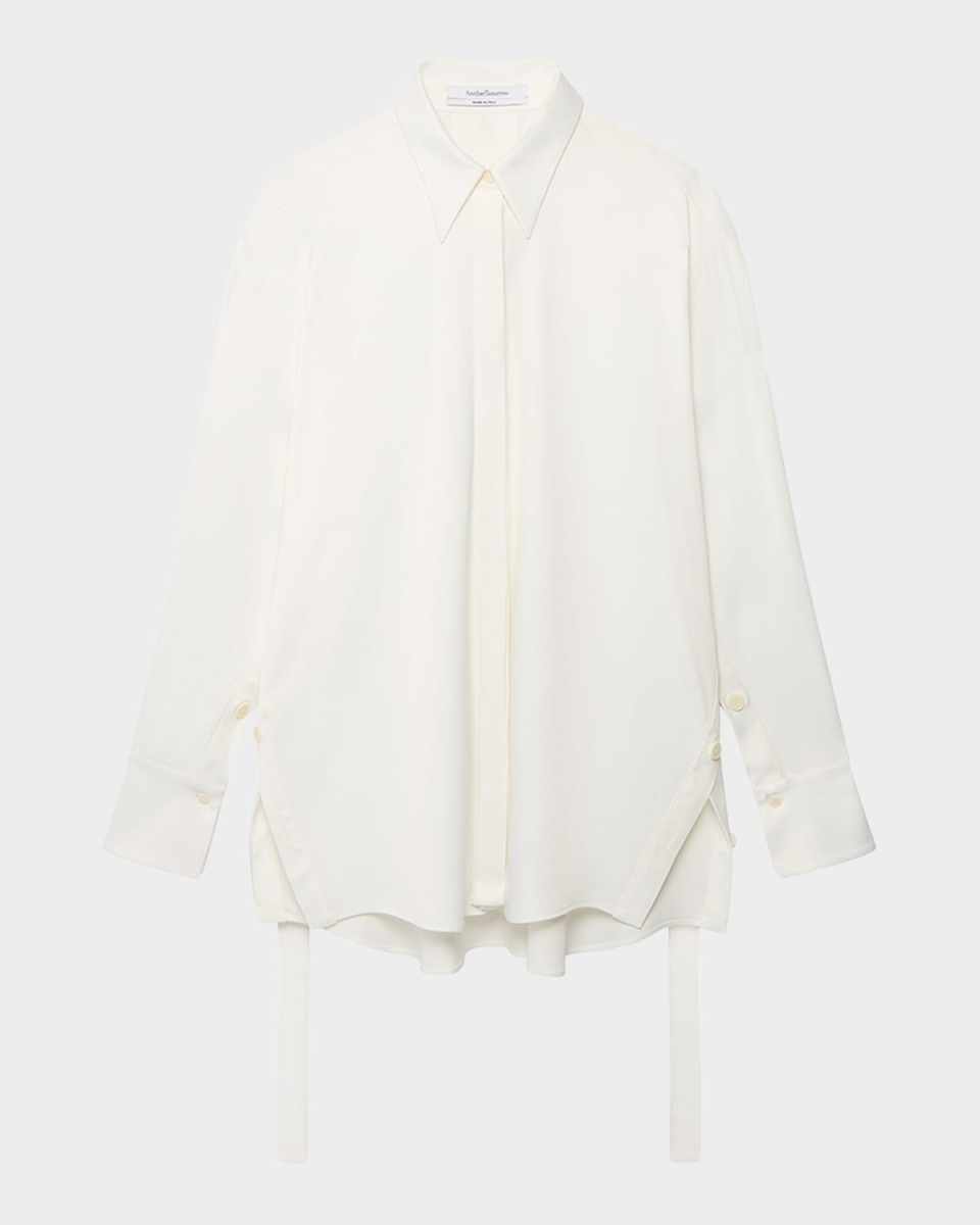 Bias Button-Side Collared Shirt